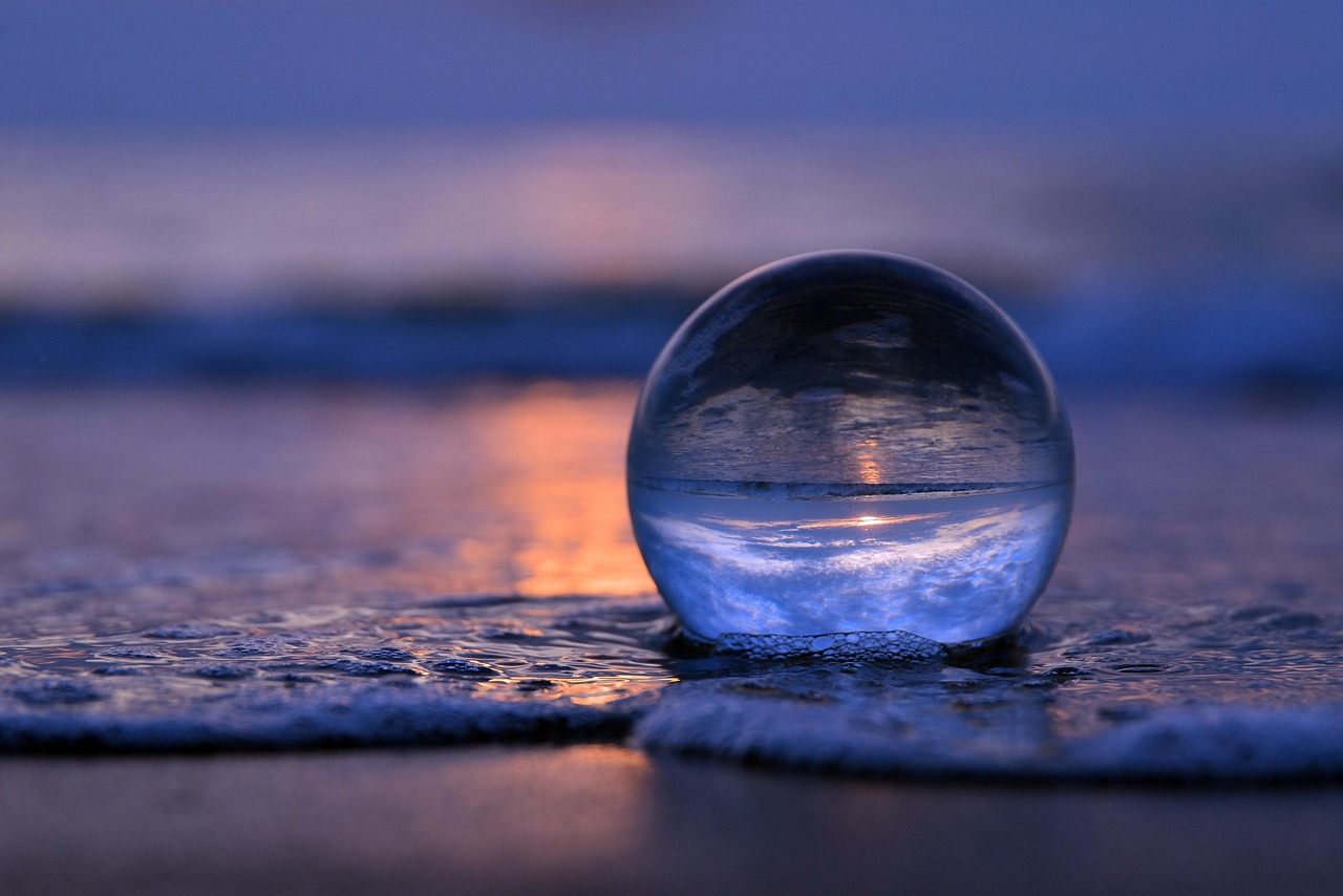 lensball, beach, sea, glass ball, crystal ball, sphere, ocean, water, sand, nature, sky, sunset, dusk, crystal ball, crystal ball, crystal ball, crystal ball, crystal ball
